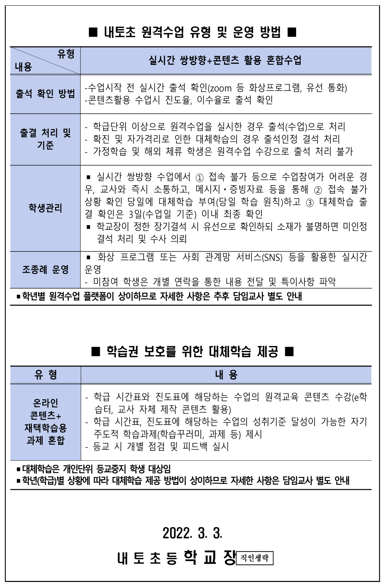 가정통신문(2022학년도 원격수업 안내)-2