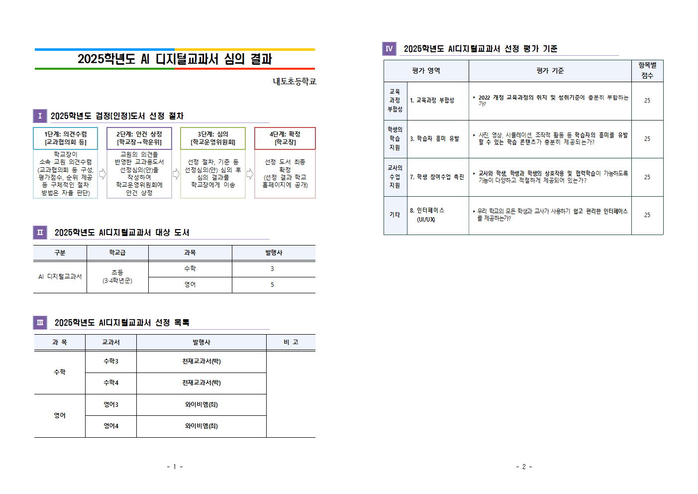 2025학년도 AI 디지털교과서 선정 결과001